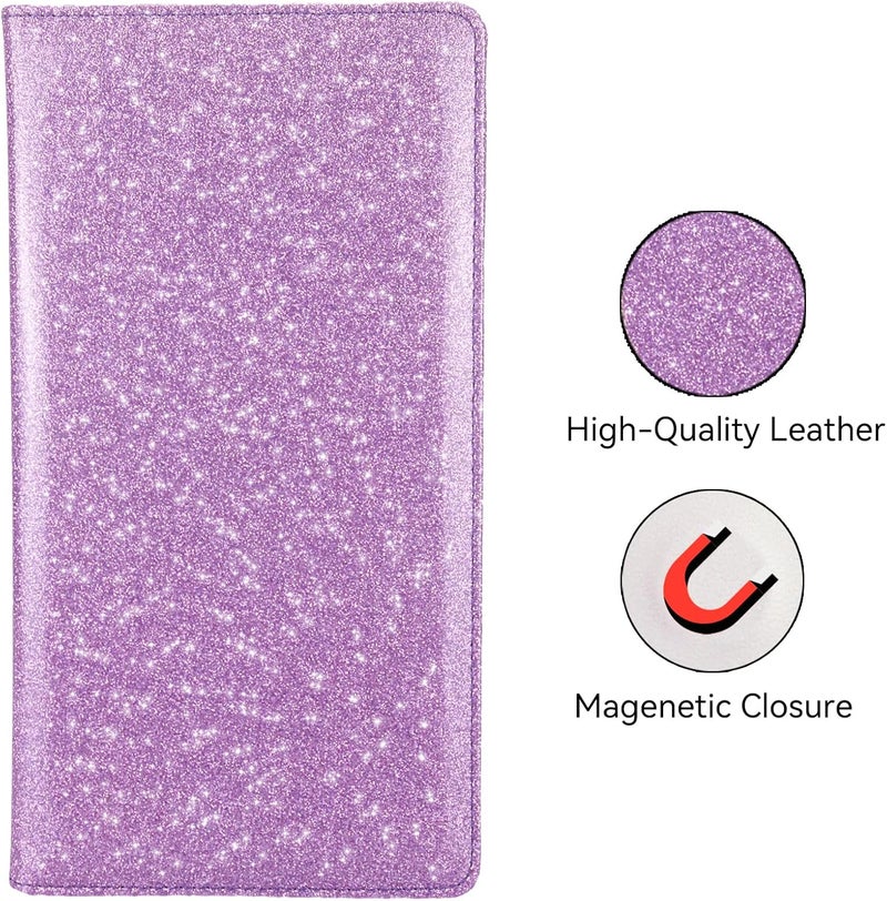Miunice Car Registration and Insurance Holder, Bling Premium Pu Leather Vehicle Glove Box Organizer, Prefect Leather License Registration Holder for Driver License, Cards & Essential Documents (Purple) - Image 4